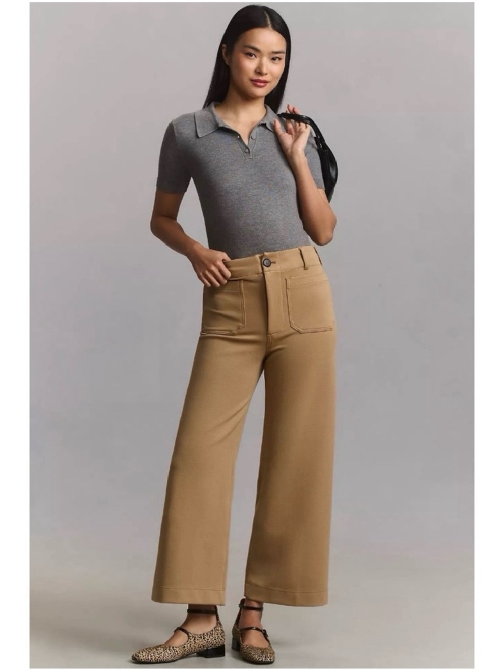 Wide Leg High-Rise Pants in Camel